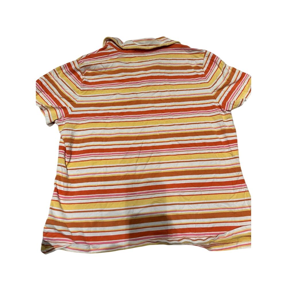 Venezia Women's Plus 14/16 Orange Striped Polo Top Preppy Retro - Picture 2 of 5